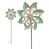 Scacciapensieri da giardino, mulino a vento in metallo, girandola a vento da giardino, scacciapensieri cinetici 3D, per terrazze, prati e decorazioni da giardino (bronzo)