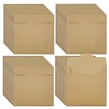 ONEBO 40 buste cd,Custodia marrone per DVD,Buste vuote in carta kraft per CD e DVD,Con finestra e sportello per dischi musicali e cinematografici(12 * 12cm)