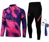 FCURE Tute da Ginnastica Calcio per Parigi Uniforme da Calcio Abito Sportivo Tute da Uomo Tuta da Allenamento Maniche Lunghe per Adulti Primaverili E Autunnali (Estilo 2,L)