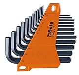 BETA 96N/SC12 Set Chiavi a Brugola Professionali con Supporto - 12 Pezzi, Esagonali Maschio Piegate Brunite - Misure 2-10 mm - Ideale per Casa e Lavoro - Certificazione ISO 9001 - Prodotto in Italia