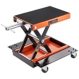 VEVOR Ponte Sollevatore Idraulico a Forbice per Moto da Officina Capacità Max. 500kg Altezza Regolabile 12-39cm, Ponte Sollevatore Alzamoto da Officina Operazione Idraulica Piattaforma 37,1 x 22,8 cm