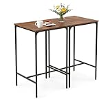 GOKHOMX Set di 2 Tavoli da Bar Alti 60x60x100 cm, Tavolo Alto Cucina in Metallo e Legno Tavolino Alto da Bar Salvaspazio per Cucina Sala da Pranzo Soggiorno Bistrot Balcone, Marrone Vintage e Nero