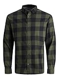 JACK & JONES Camicia a Quadri da Uomo Slim Fit, Oliva impolverato, L