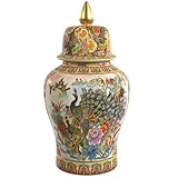 Satsuma - Vaso tempio in porcellana con pavone, 45,7 cm