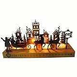 Porta Candele Natalizie, Portacandele per Corona Avvento con 24 Calendario Avvento, Candelabri Natalizi Metallo Legno, Centrotavola Natalizio Moderno26 x 9,5 x 13 cm