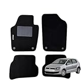 W-Parts Serie 4 TAPPETI - TAPPETINI in Moquette Neri per Polo V 6R dal 2009 con battitacco Cucito, Bottoni di Fissaggio e Striscia Antiscivolo