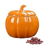 Sghtil Vaso di ceramica con coperchio | Ciotola di caramella in ceramica a forma di,Contenitore per dolcetti del Ringraziamento Decorazione autunnale per cucina casa appartamento camera