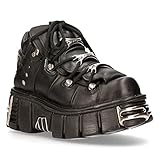 New Rock Stivaletti Unisex 106 S1 Neri Metallizzati con Plateau Stile Gotico Punk 7