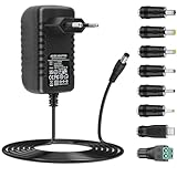 Adattatore AC-DC 24V 1A Alimentatore AC220V da 230V a DC24V con 8 adattatori per spina Caricabatterie DC24V 100mA a 1000mA (DC24Va 1A)