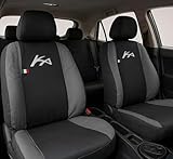 Auto Accessori Lupex | Coprisedili Auto Compatibili con Ka II serie dal 2008 al 2016, Colore Nero Grigio Scuro, Made In Italy, Tessuto Policotone, Fodere Sedili Anteriori e Posteriori