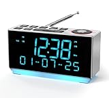 DAB+ & FM Radiosveglia con Bluetooth, 40 preset auricolari, doppia sveglia con sonno e timer sonno, due porte di ricarica, dimmerabile, indicatore di temperatura, sveglia LED 508D