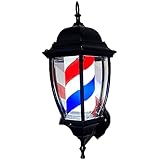 Palo Del Barbiere Bianco e Rosso Blu Luminoso Girevole Barber Pole da Interno con Esterno per Parrucchiere Salone Leggero Cartello Impermeabile Parete Lampada - 49cm Barra Del Logo Minimalista