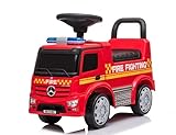 Camion Pompieri Cavalcabile Primi Passi per Bambini 1‑3 Anni con Licenza Mercedes Antos – Sirena, Clacson, Schienale Ergonomico, Vano Portaoggetti, Antiribaltamento