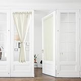 PONY DANCE Tenda Lino Semitrasparenti con Tasca a Vetro per Porta Finestra Moderne 2 Pezzi 60x240 CM Tende Cucina a Vetro Curtains per Interni, Crema