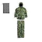 KBOPLEMQ Tuta mimetica da uomo 3D Ghillie Suit giungla Bionic pantaloni da caccia e giacca da caccia, set da 2 pezzi, per il tempo libero, per la caccia militare, O verde, M