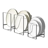 Hikinlichi 3 ripiani organiser Upright Wall Cupboard Dish Drainer Metal Plate Dishes Organiser Rack Stand for Worktop and Cupboard Grey