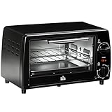 HOMCOM Fornetto Elettrico 10L Temperatura Regolabile e Timer, Griglia e Teglia Incluse, 750W, 36.5x26x22cm, Nero