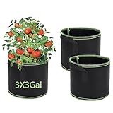 FELINAT Confezione da 3 vasi in tessuto da 11 l, con manico, vasi in tessuto traspirante, per giardino, balcone, terrazza, vaso per verdure, fiori e erbe aromatiche