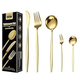 Wivico Set Posate Oro 6 Persone, 30 Pezzi Acciaio Inox, Forchette Cucchiai e Coltelli, Colorate, Lavabile in Lavastoviglie