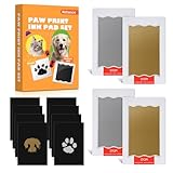 Nabance 4pcs Kit Impronta Cane Per Cani In Oro e Argento, Include 8 Fogli Di Carta da Stampa Nera Sicuro e Non Tossico Impronta Zampa Cane Regali Per Gli Amanti Degli Animali