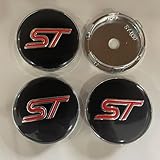 KardoL 4X - 60mm Coprimozzi Compatibile con per Ford ST Focus X 2 3 Kuga Fiesta Mondeo Ecoboost Kuga - Forte e Robusto Coprimozzo Ruota Dell'Auto Accessori,60mm-B