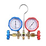 Shkalacar Manometri CA, Set manometro collettore CA per R134a R32 R22 R410A, Set manometro CA automobilistico a 3 Vie con Adattatore per Tubi Flessibili