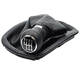 Pomello cambio e Cuffia cambio compatibile con VW per Passat B5 3B 3BG 1996-2005 - 6 Marce - nero - con telaio - finta simil pelle - leva cambio manuale - (A257-2)