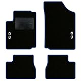 QUEMAR Tappetini Auto compatibili con Citroen C3 I 2002-2009 / Kit Tappeti in Moquette e Gomma su Misura (Set 2 Anteriori + 2 Posteriori) / Ricami e Colori Personalizzati (2 Ricami, Bordo Blu)