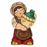 THUN - Oste con Damigiana in Ceramica Decorata a Mano, Colore Rosso, Linea Presepe Classico, Decorazioni Natale Casa, 5.1x3.5x8.1 cm h