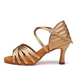 AOQUNFS Donna Scarpe da Ballo Latino Americano Raso Tacco Alto Scarpe da Salsa Tango Bachata Samba Rumba da Pratica e Performance,2324-7.5-Beige,EU37