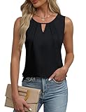 Chicrise Maglietta Donna Senza Maniche Basic Top Eleganti Ruffle Tank T-Shirt Nuovo Moda Nero Grande 42-44