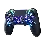 ECHTPower Controller Wireless per PS4, Joystick con Luci RGB per PS4/Pro/Slim, Batteria da 1000mAH, Doppia Vibrazione, Giroscopio, jack per Cuffie da 3,5mm, Controller Ergonomico e Antiscivolo