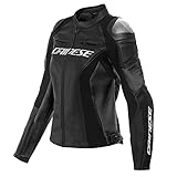 Dainese Racing 4 - Giacca in pelle da motociclista, da donna, colore nero/nero, 44