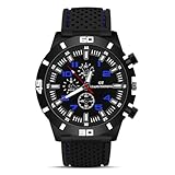 OFFCUP Orologio Uomo Orologio Analogico al Quarzo Orologio da Uomo Cronografo Orologio da Polso Casual Orologi Sportivo Moda Classico Elegante Con Cinturino in Silicone -Blu