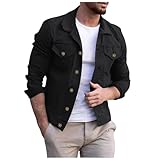 Giacchetto Jeans Uomo, Giubbino Uomo Estivo, Giacca Trucker Leggera Casual Button Down Risvolto Giacca in Denim Stretch retrò Biker Cappotto Giacca in Jeans per Il Tempo Libero