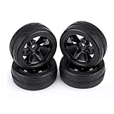 4 pezzi pneumatici RC, cerchi fuoristrada cerchioni ruote cingolate in gomma pneumatici per RC 1:10 parte auto(6 fori) Gomme On Road 1/10