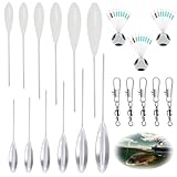 Fhioevt 20 Pezzi Pesca Trota Lago Kit 6 Bombarda Semi Affondante 6 Galleggianti da Pesca (6g 8g 10g 12g 15g 20g) con 5 Girelle da Pesca e 3 Stopper Pesca di Silicone (S) Fishing Sbirolino Set