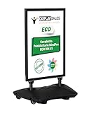 DISPLAY SALES Cavalletto pubblicitario WindPro® ECO | Cartellone pubblicitario OUTDOOR in formato DIN A1 | Supporto per poster A1 in nero | Espositore pubblicitario per 2 poster