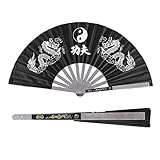 Leopacat Ventaglio Pieghevole,Mano Pieghevole Ventilatore,Tai Chi Fan per Kung Fu,Danza,Performance Cinese Ventilatore Uomini e Donne,Festa Ventagli Regali di Nozze Decorazioni Festival 64 * 35 cm