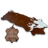 unendlich schoen - Tappeto in vera pelle di mucca, piccolo, realizzato a mano in Germania, inodore, in pelliccia di bovino, ideale per soggiorno, corridoio (marrone/bianco, 120 x 55 cm)