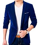 Giacca da uomo in velluto blu reale con risvolto a picco giacca da uomo slim fit casual cappotto, Blu reale, 62 IT - giacca ,46 IT - pantaloni