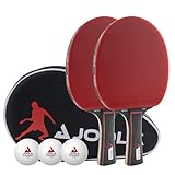JOOLA Set da Tennis da Tavolo Duo PRO, 2 Racchette da Ping-Pong + 3 Palline + 1 Borsa Portatile, Rosso/Nero, 6 Parti