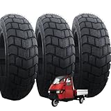 3 Pneumatici 100/90-10 UNION + CUSCINETTI Compatibili con Piaggio Ape 50 Moto Scooter GOMME 61L COPERTONI TUBELESS TASSELLATI 8PR