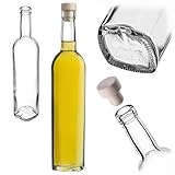 KADAX Bottiglie di vetro vuote da 500 ml, 1 pezzo, bottiglie di vino con tappo di sughero, bottiglie per liquore, vino, grappa, olio e aceto, bottiglie di liquore, bottiglie di liquore