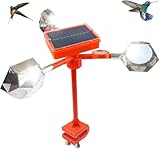 Dissuasore Uccelli a Specchio Rotante 360° con Pannello Solare, Scaccia Piccioni dal Tetto - Repellente Impermeabile Antifulmine per Giardino, Cortile, Fattoria e Tetti (Base Rinforzata) (B)