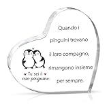 PulangRen Regalo San Valentino Per Lui Lei Pinguino Placca Acrilica Regali Per Lei Lui Regali Di Coppia Regalo Fidanzato Fidanzata Regalo Anniversario Per Lui Lei