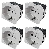 Set 4 Pezzi Presa Schuko 2P+T 16A, Compatibile con Bticino Matix, MOKEKA Alta Qualità, Sicurezza e Design Moderno (Presa Schuko)