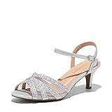 DREAM PAIRS Donna Sandalo Tacco Basso Scarpe Classiche con Tacco a Tonda per Balli Nuziali Festa,Size 38,Argento,NINA-166