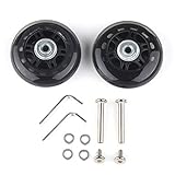 Set di 2 Ruote Valigia di Ricambio Bagagli Sostitutive Trolley con Assi Chiave di Riparazione (70 * 6 * 24mm lunghezza dell'asse: 40mm)