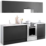 IDMarket - Cucina completa 240 cm Sottile con Piano di Lavoro 7 elementi Bianco e Grigio